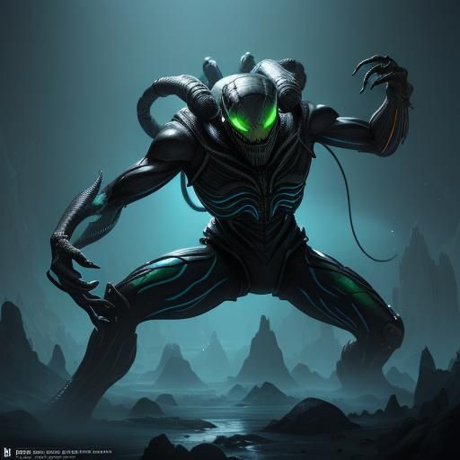 Space Spider with Fluorescent Thorax, Digital Matte Painting