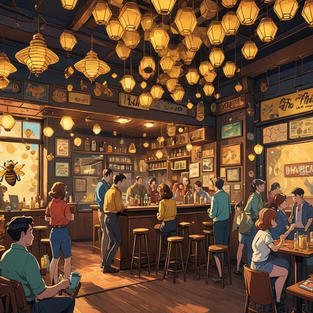 Retro Anime Dive Bar: The Honey Hive