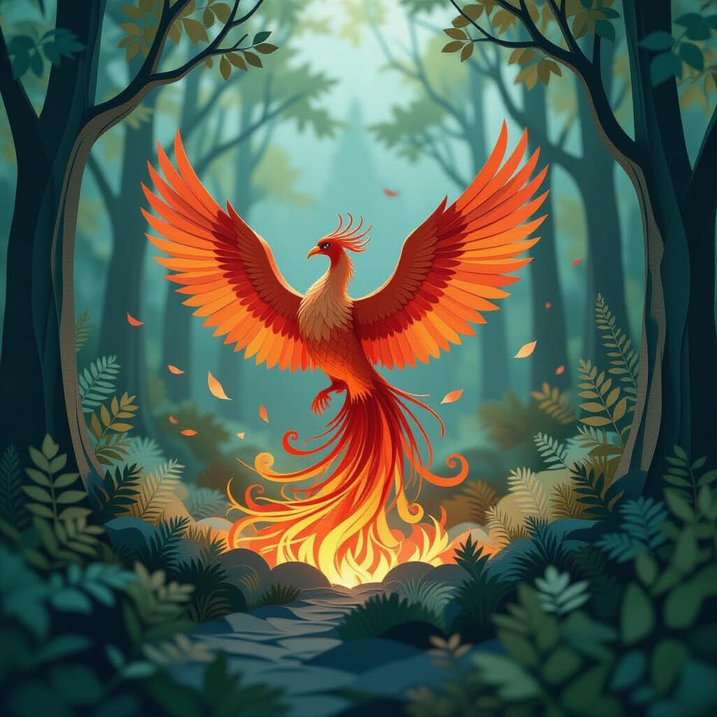 Phoenix Rises From Ashes in Vibrant Pop-Up Forest