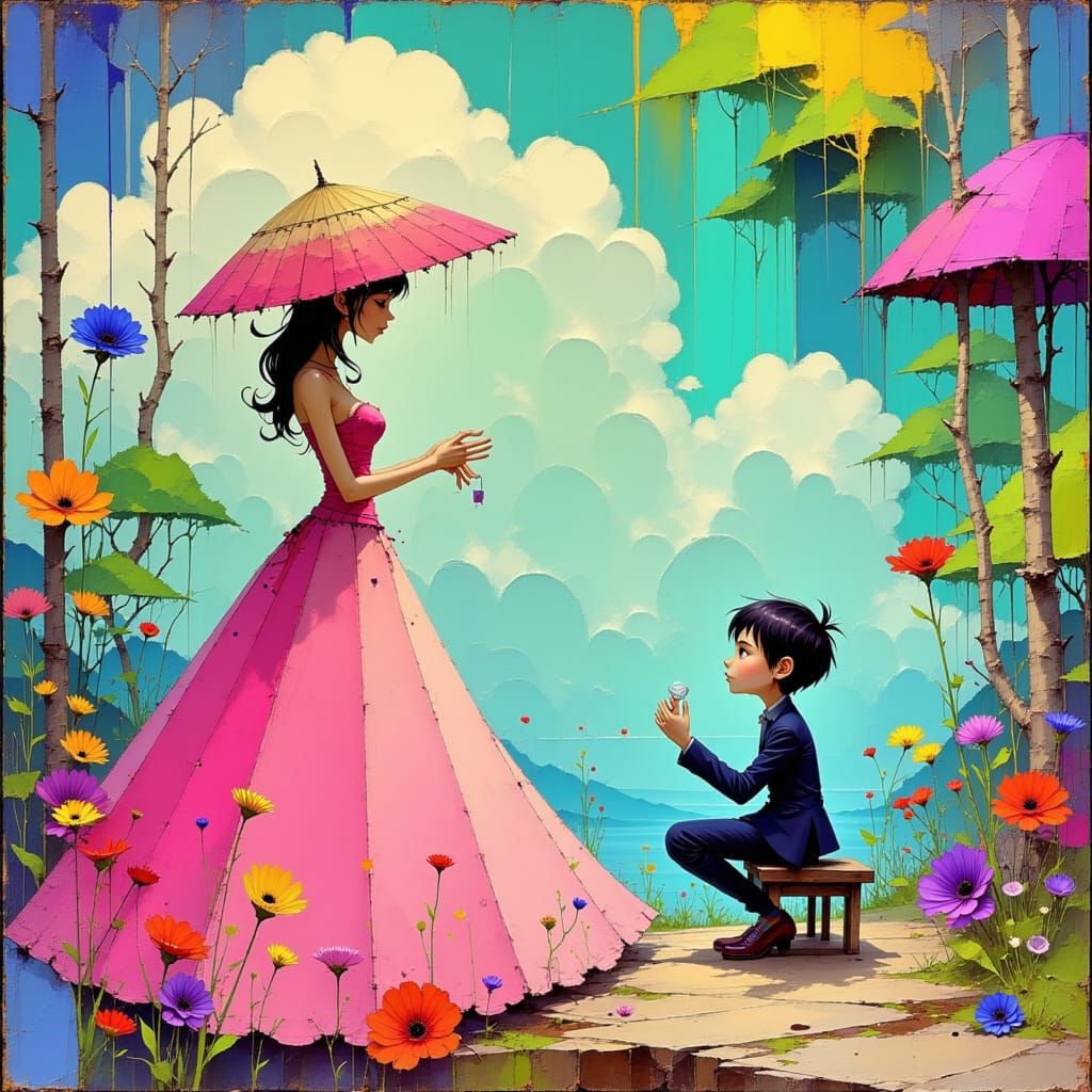 Dreamlike Proposal in Surreal Neon Futurism