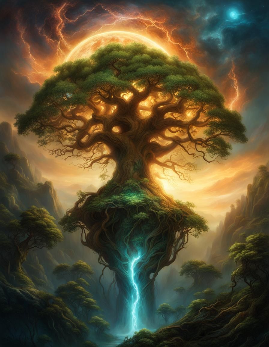 Magnificent Glowing Yggdrasil World Tree