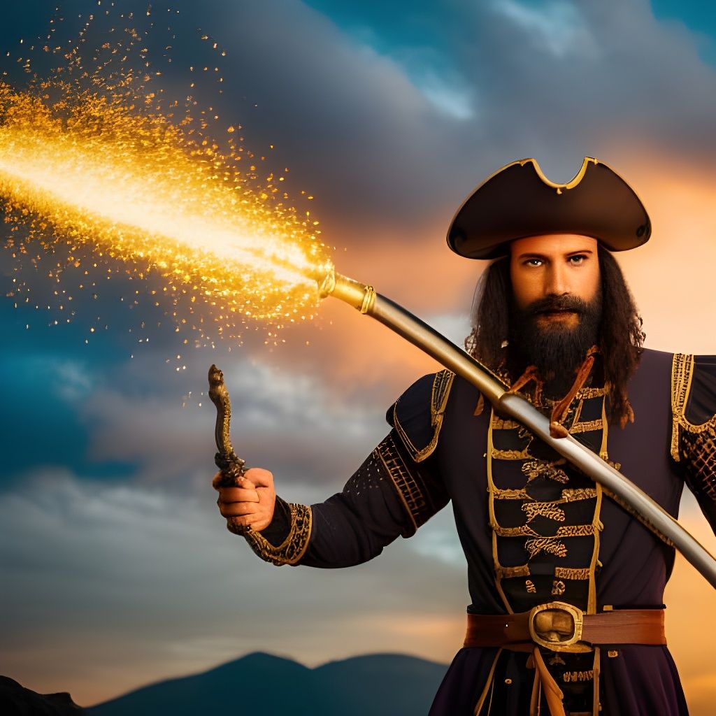 Spanish Pirate Mage Casting Spell with Staff