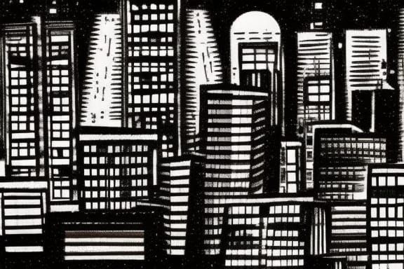 lo-fi cityscape at night comic book art, perfect, smooth