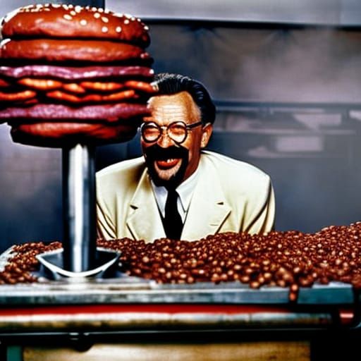 Laughing Trotsky Inspecting a Meat Grinder, Professional Por...