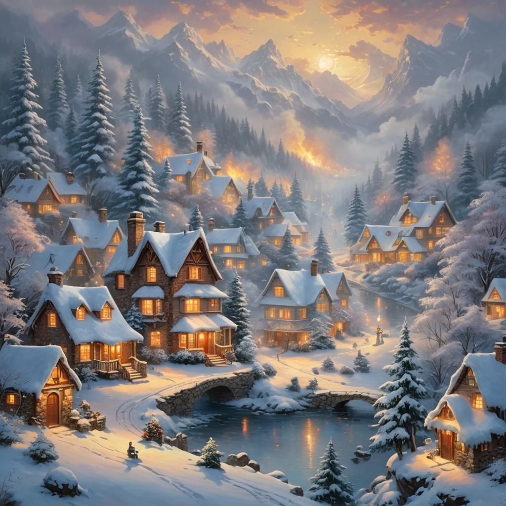 Winter Wonderland Fire: Ethereal Fantasy Landscape