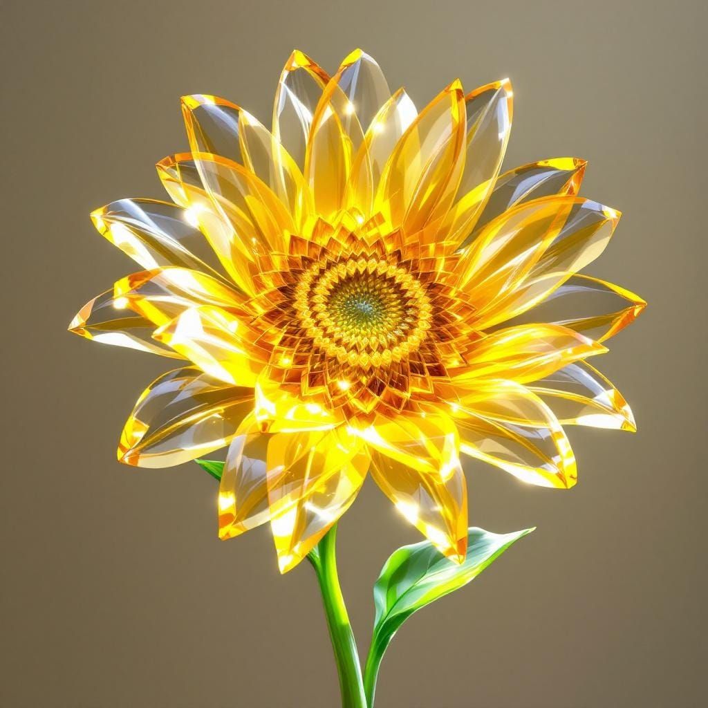 Acrylic Sculpture Sunflower in Natural Sunlight