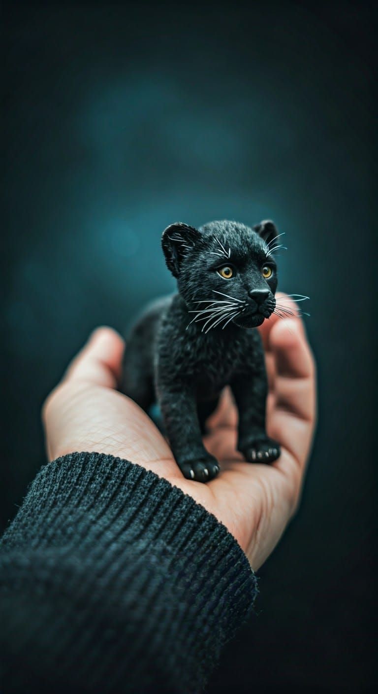 Regal Miniature Black Panther in Velvet Darkness