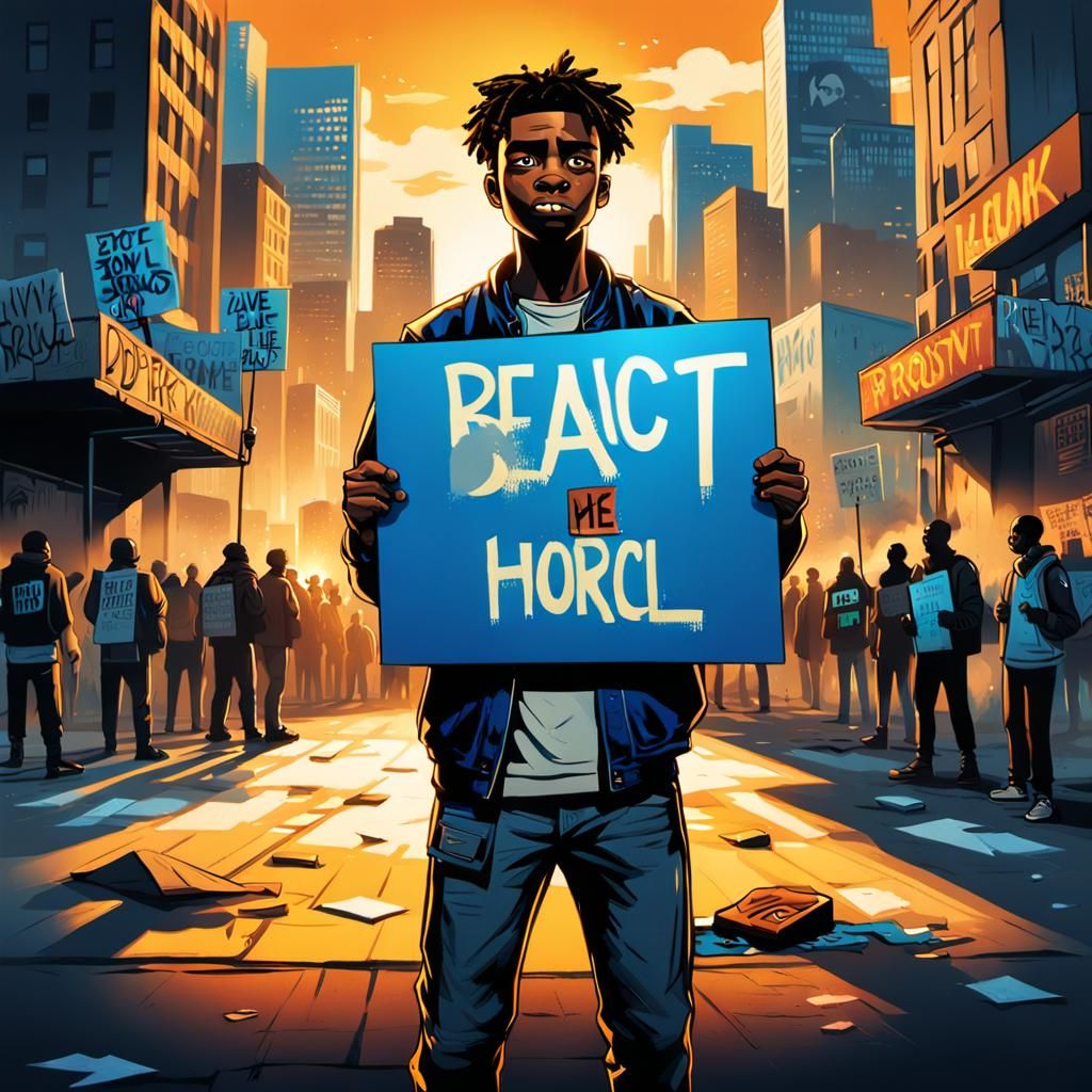 Protest Sign Concept Art in Social Realism Style