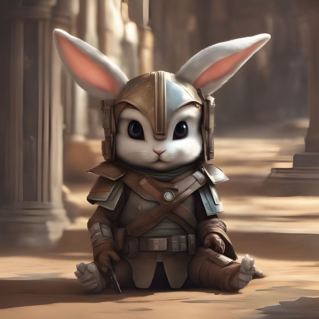 Chibi Bunny Mandalorian in Bright Lighting