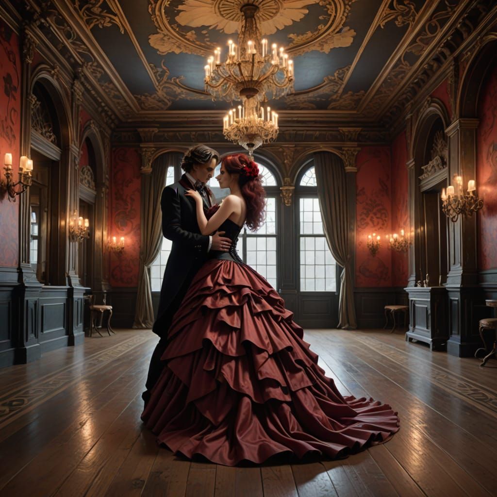 Gothic Ballroom Dance in Art Nouveau Style