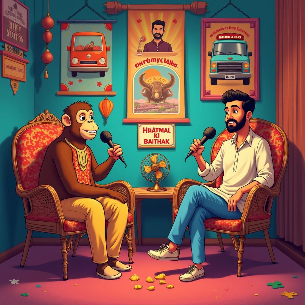 Vibrant Podcast Studio in Desi Style