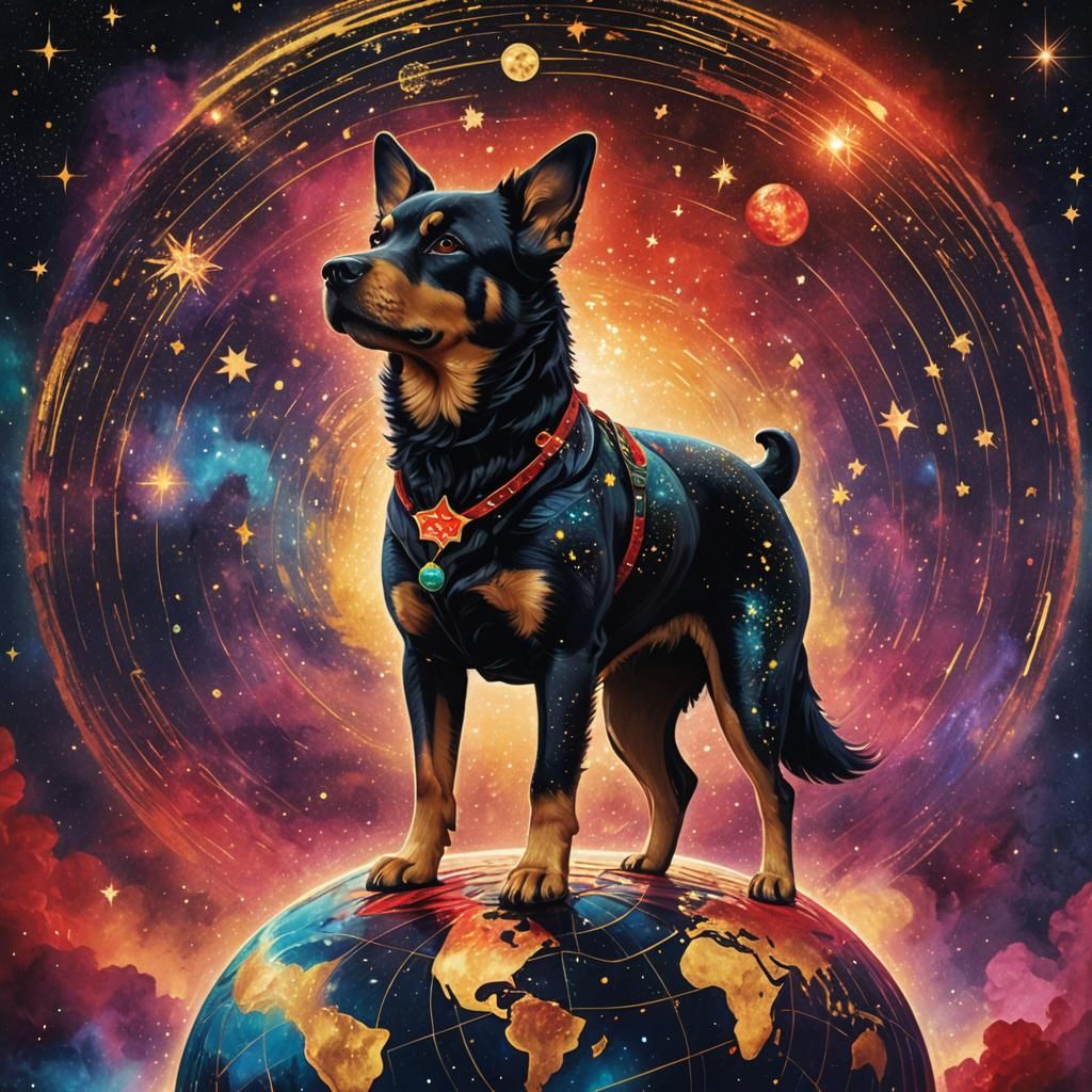 Dog as Germany in Astral Cosmic Illustration