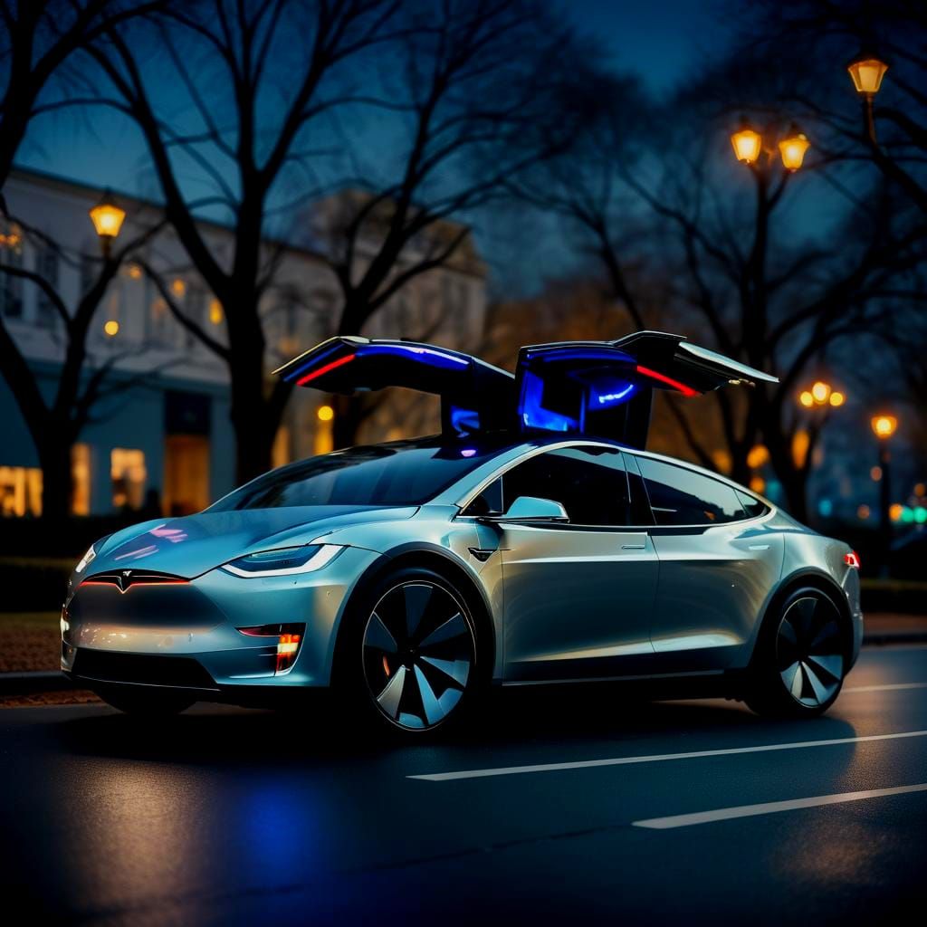 Surreal Tesla Cyber Car in Space