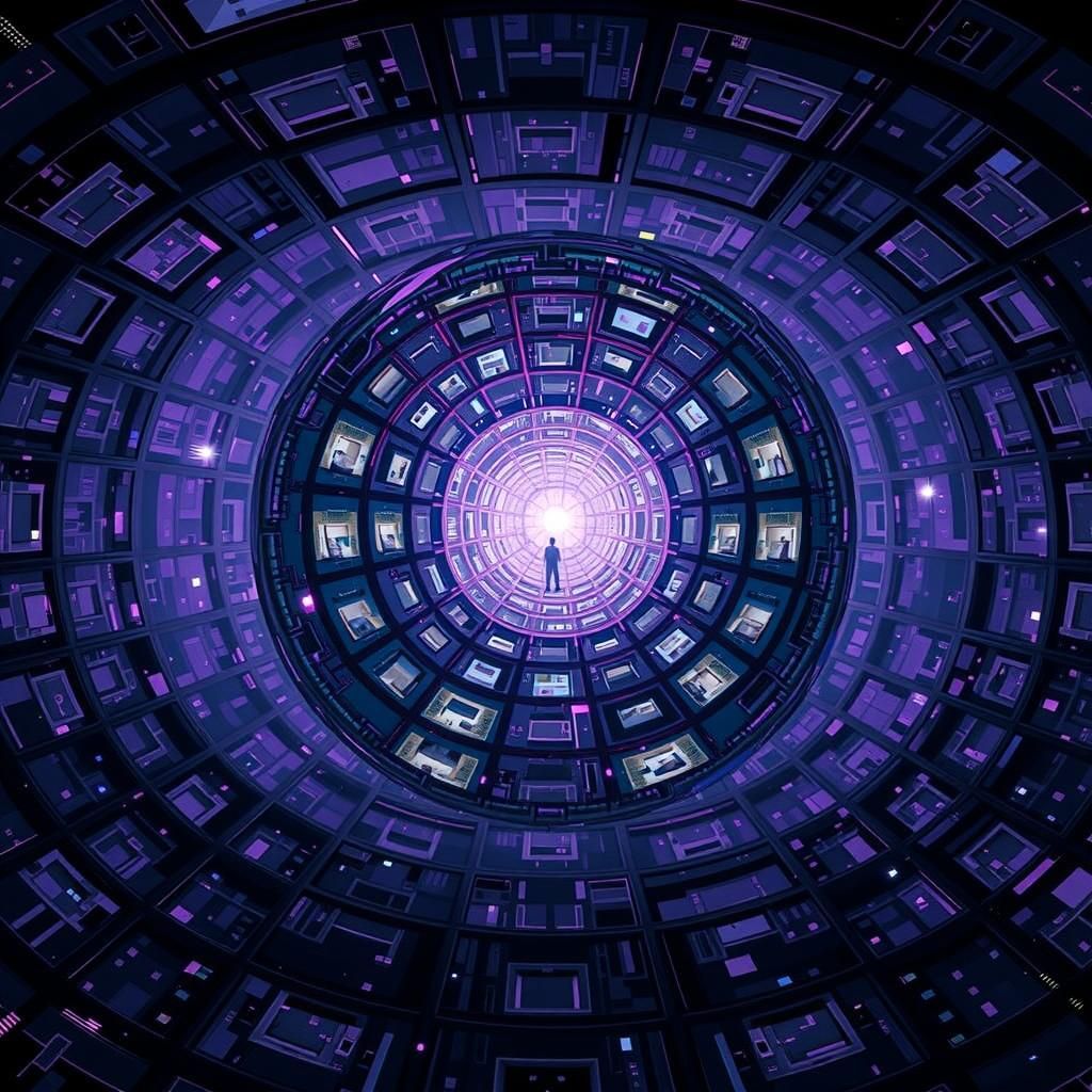 Luminous Mirrored Sphere with Infinite Rooms