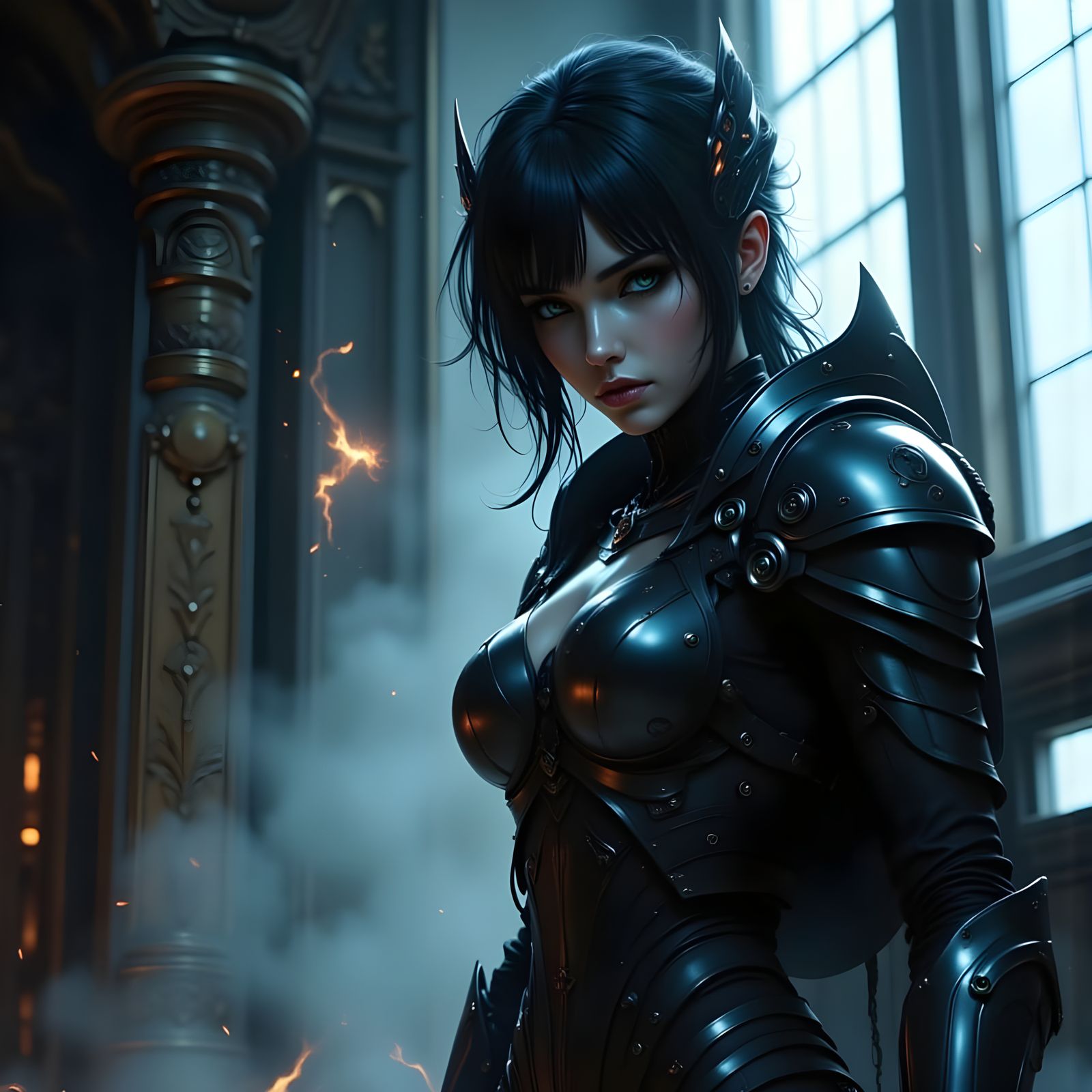 Cyberpunk Warrior Anime Style