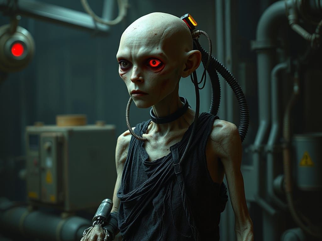 Industrial Sci-Fi Figure with Mechanical Arm