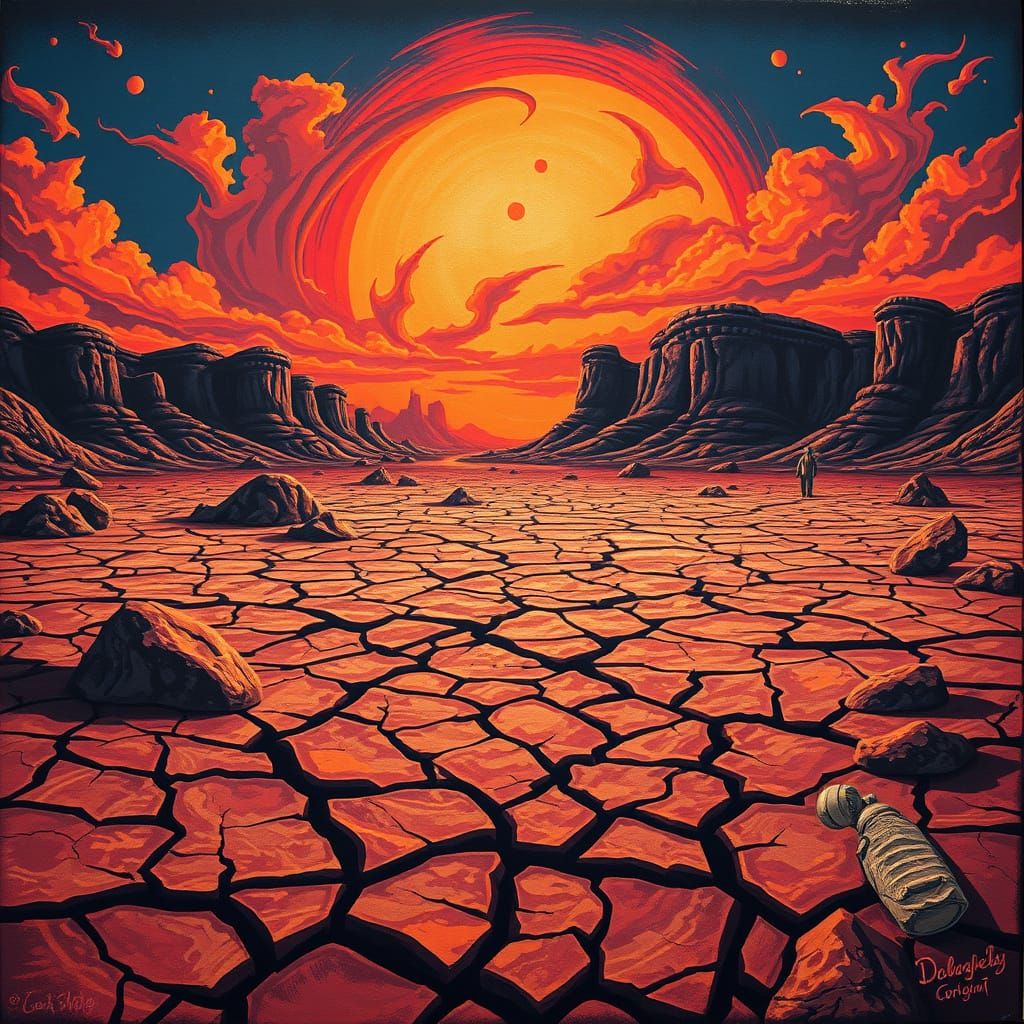 Vibrant 8-Bit Chalk Art Landscape with Futuristic Volumetric...