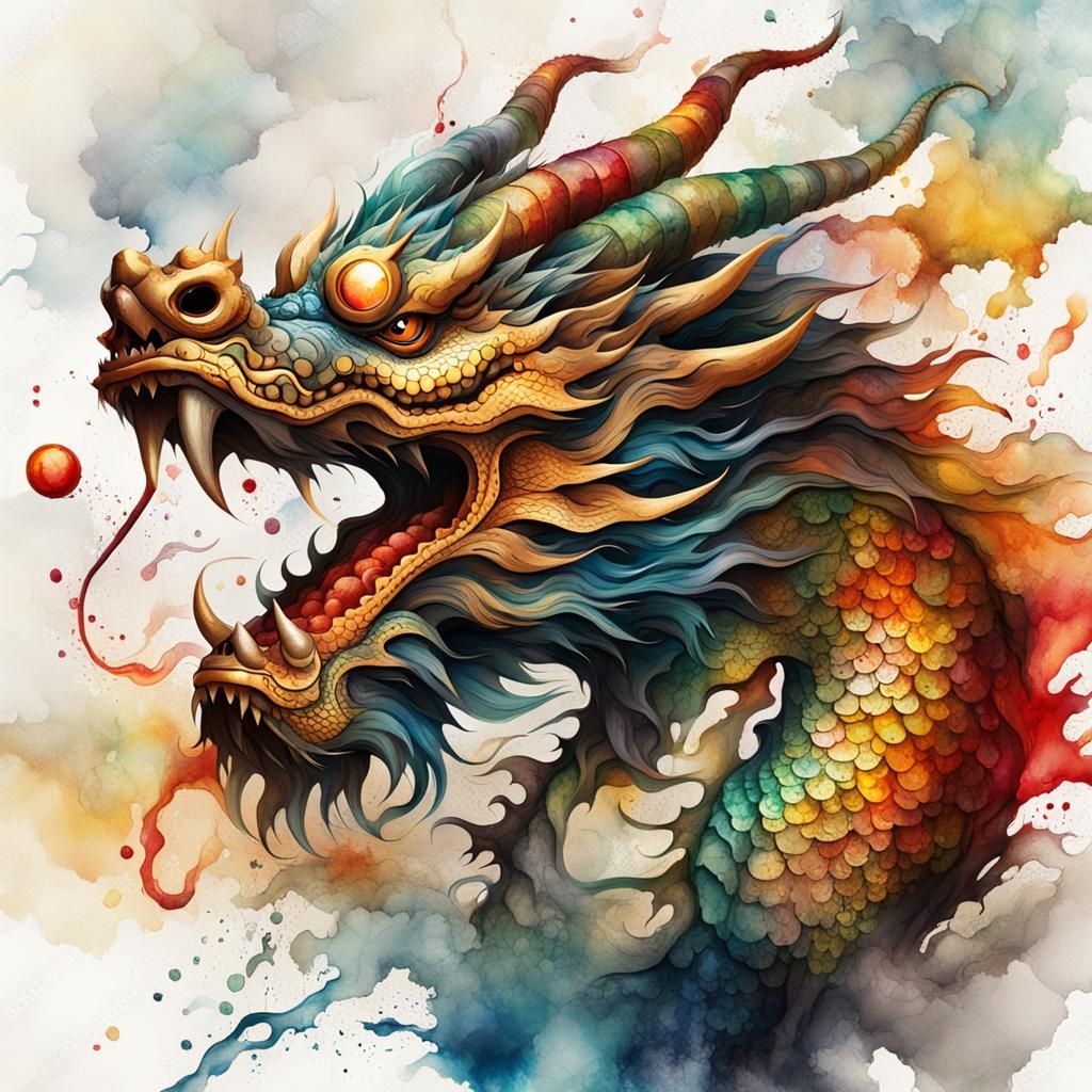 Chinese Dragon: Abstract Figurative Alcohol Ink Art