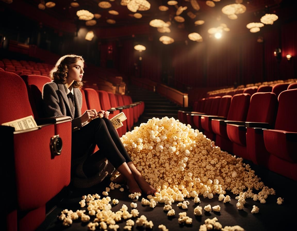 Vintage Movie Theater Scene in Hollywood Style