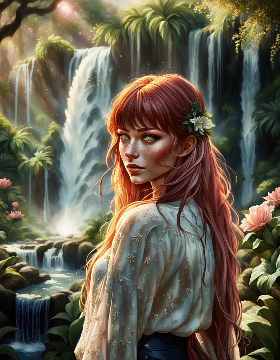 Beautiful Irish Woman in Exotic Garden