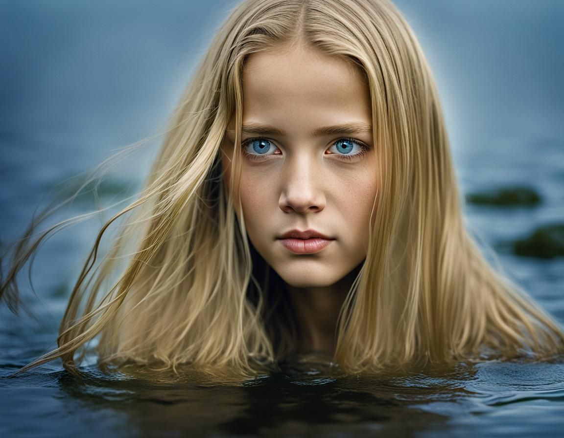 Blonde Woman Washing Hair: Professional Portrait Photography