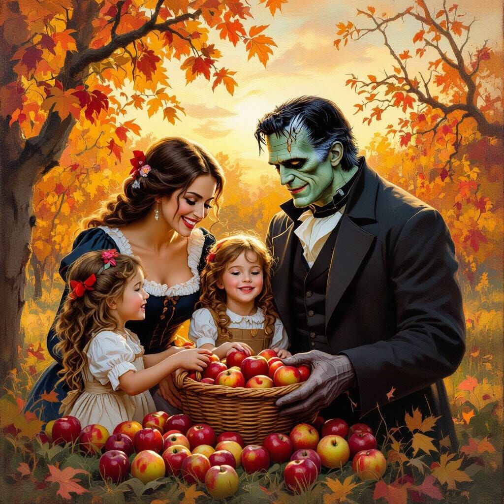 Frankenstein Family's Autumn Apple Picking