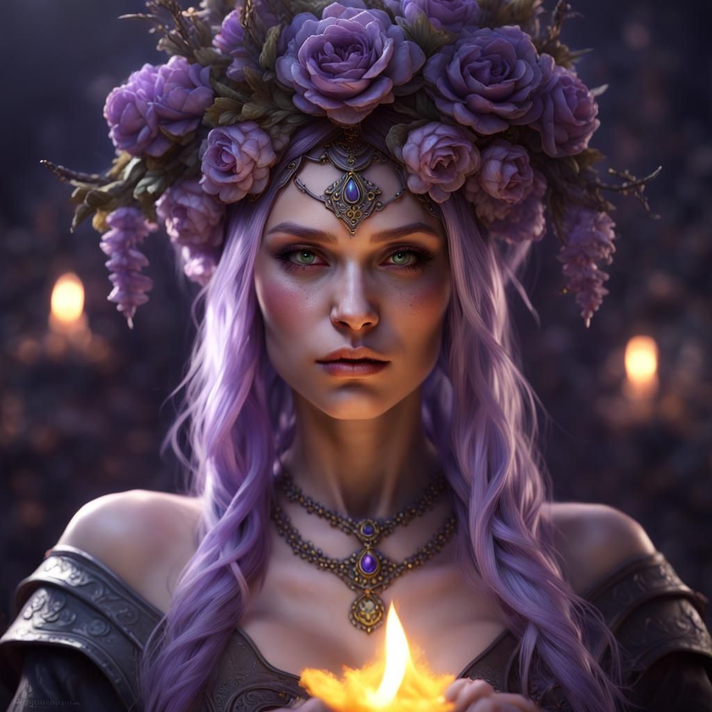 Pale Half-Drow Sorceress in Dark Fantasy Concept Art