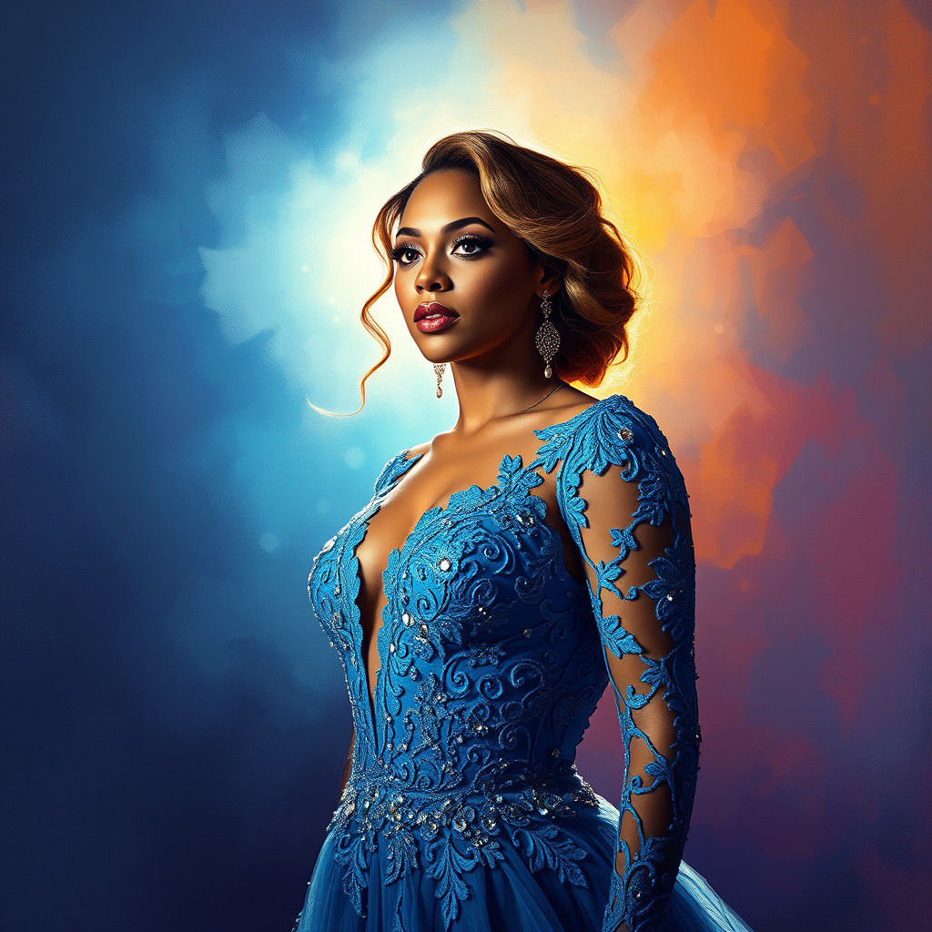 Beyonce in Bespoke Blue Wedding Gown