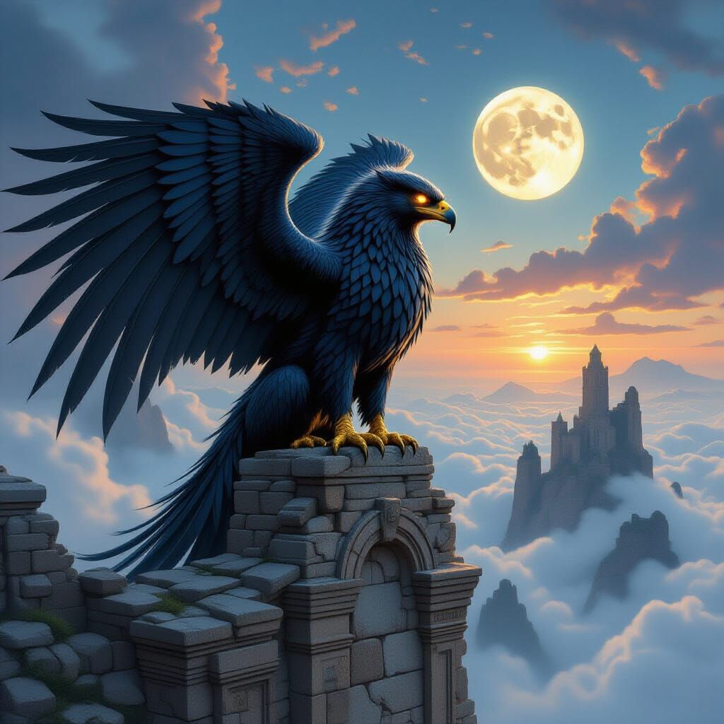 Majestic Griffin on Floating Island Ruins