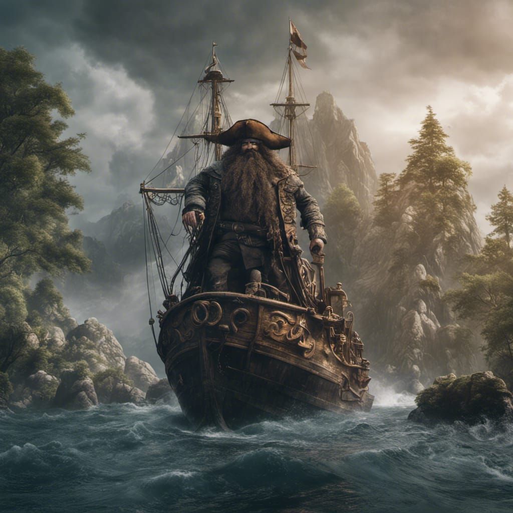 Detailed Matte Painting of a Pirate