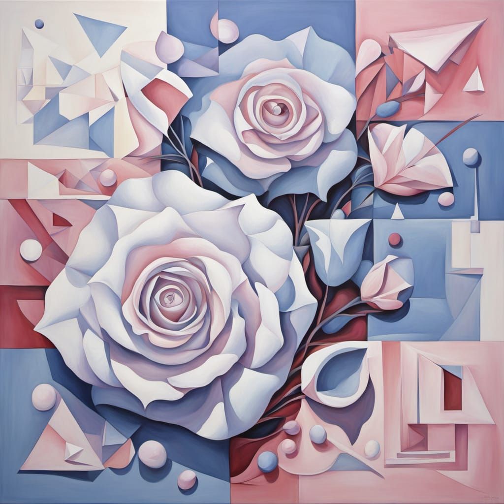 Surreal Cubist Painting of Pueblo Bossanova Port