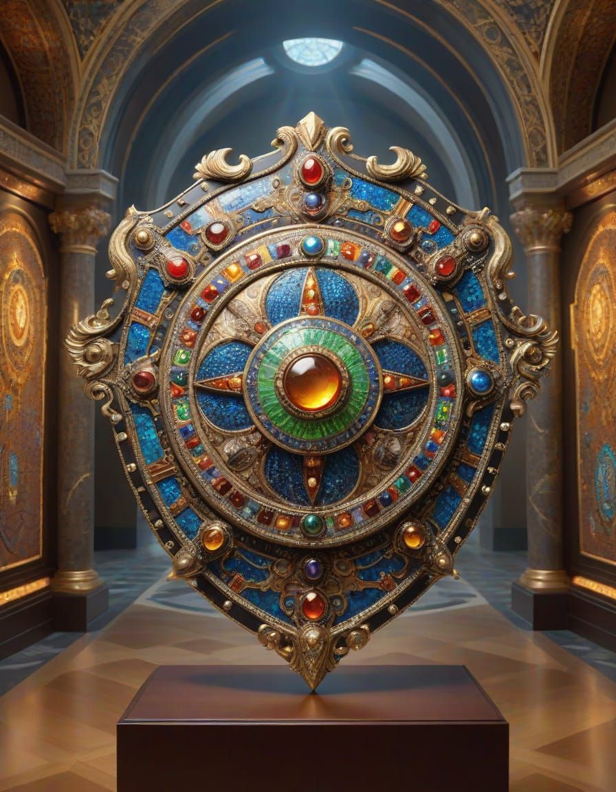 Grand Museum Shield in Vibrant Mosaic Style