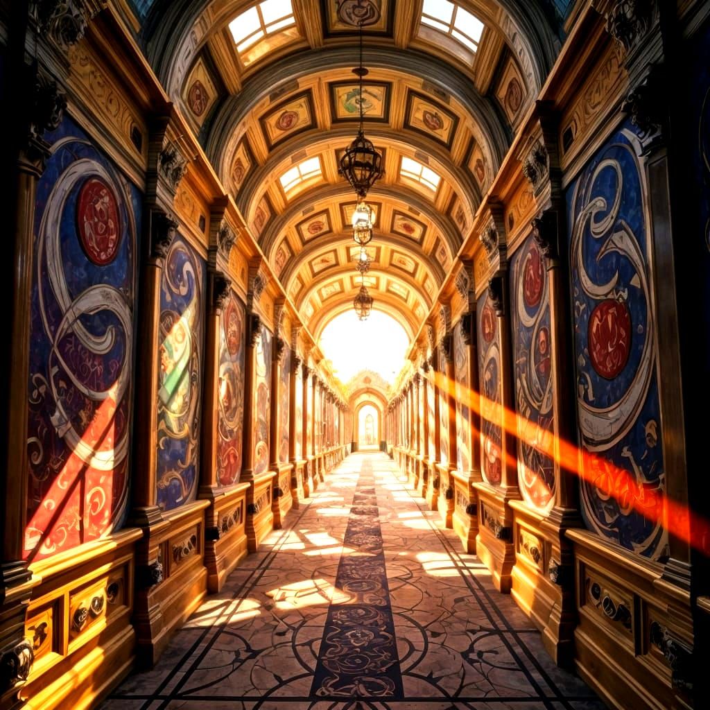 Elegant Infinity Hallway in Vibrant Fantasy Style