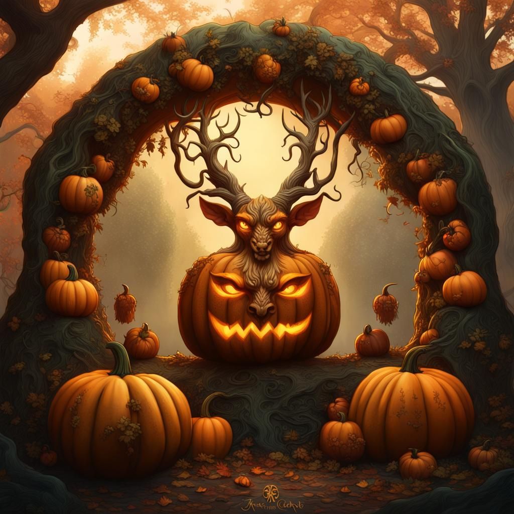 Cernunnos Jack-O'-Lantern Fantasy Concept Art
