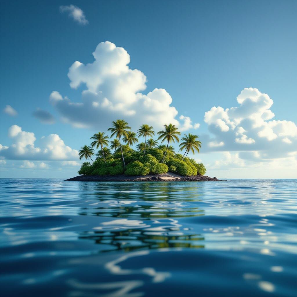 Island Floating in Space with Dramatic Lighting