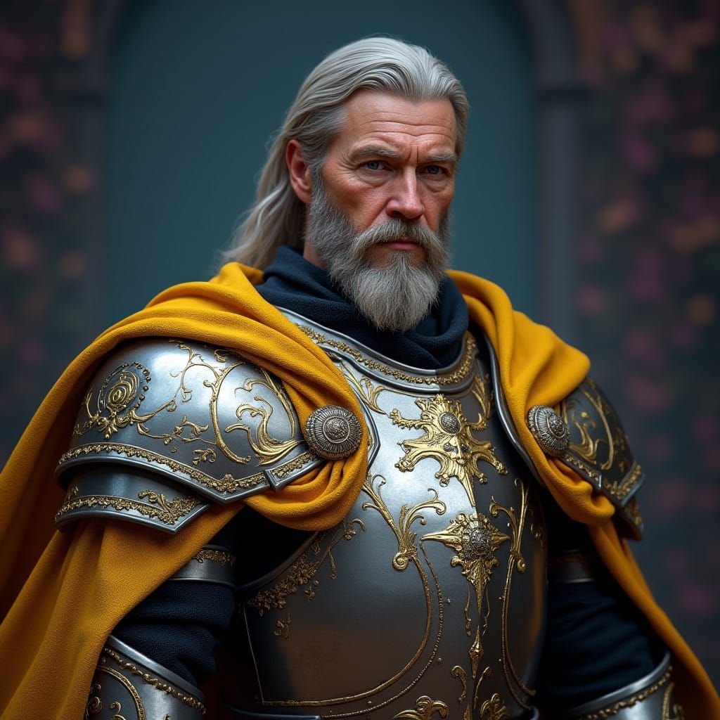 Regal Warrior in Ornate Plate Armor