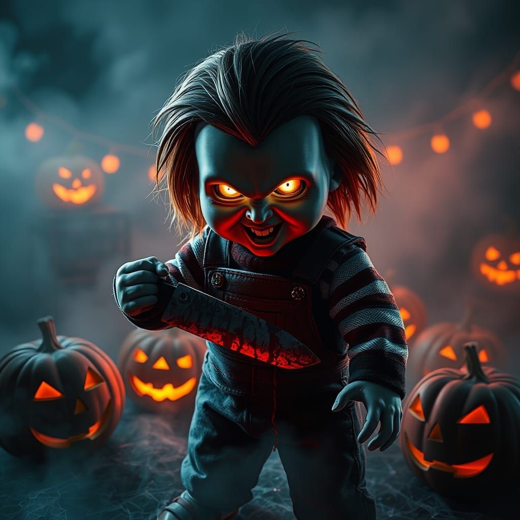 chucky horror character Halloween render,
