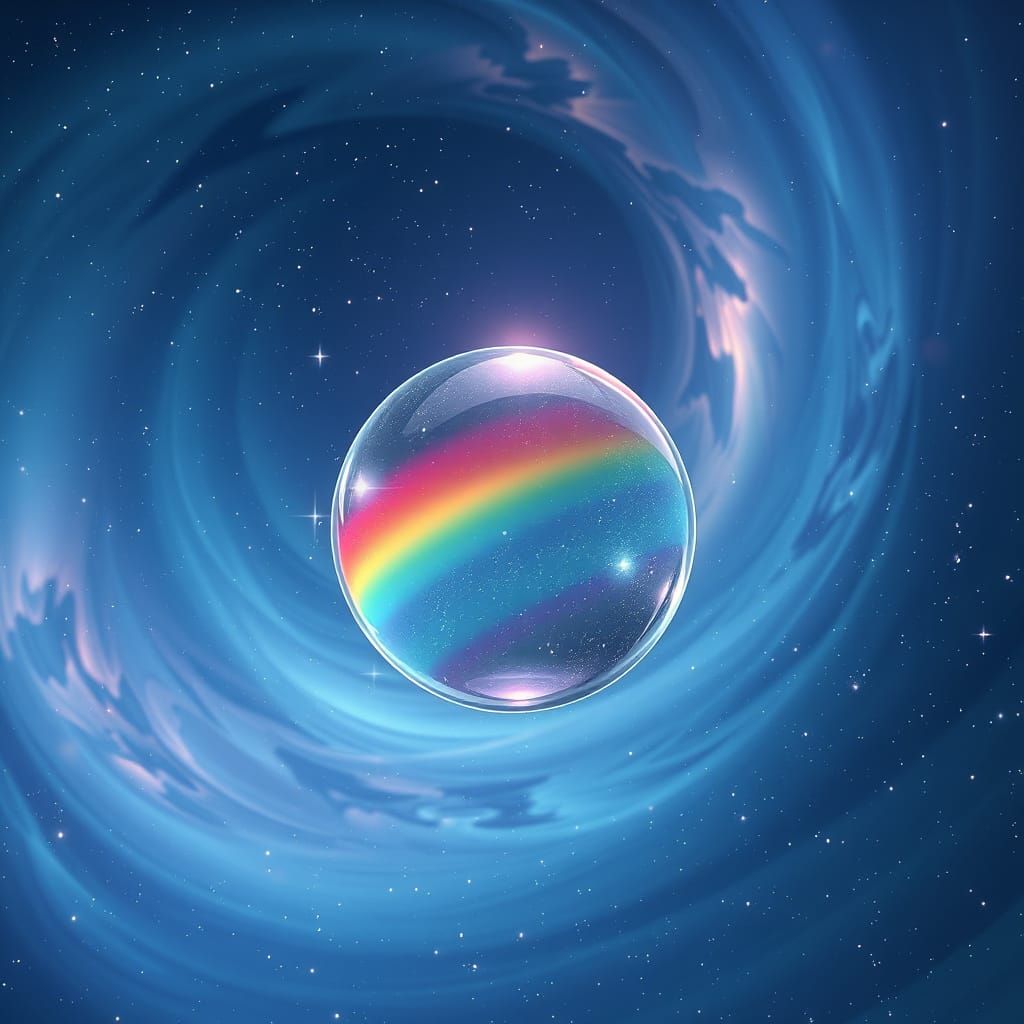 Crystal Sphere Rainbow in Starry Night Sky