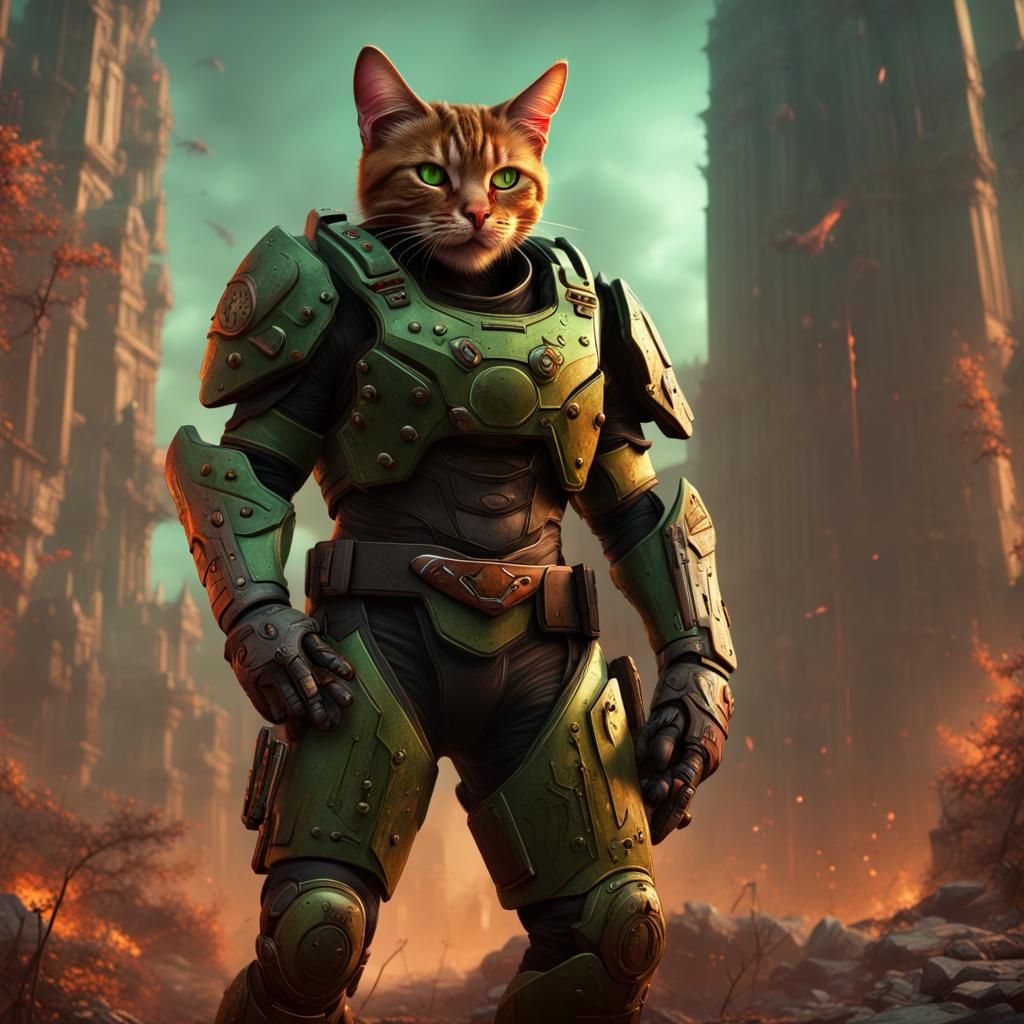 Doomguy cat