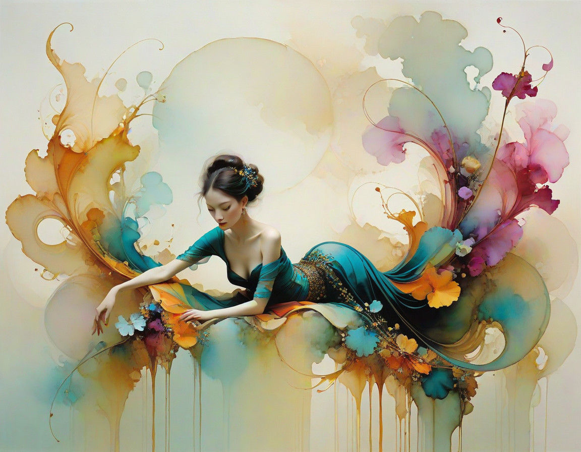 Vibrant Triadic Colors Dance in Whimsical Arabesque