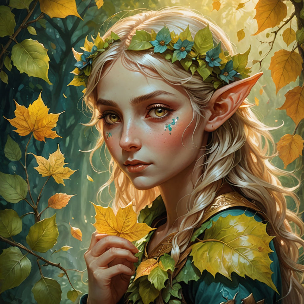 Fantastical Leaf Elf in Forest