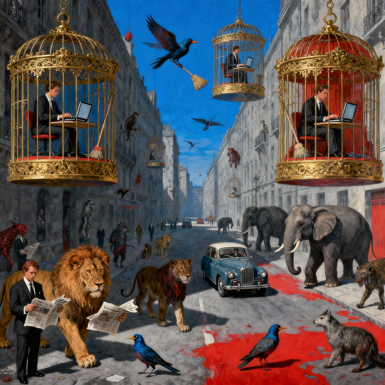 Surreal City: Caged Humans, Free Animals