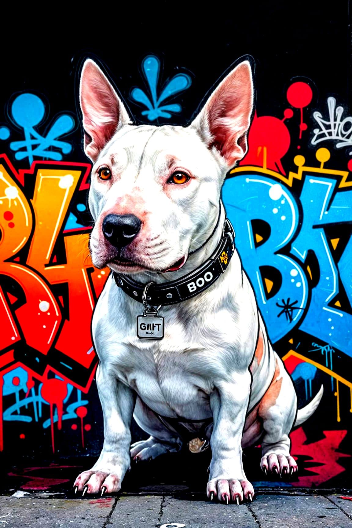 Energetic Graffiti Bull Terrier Art