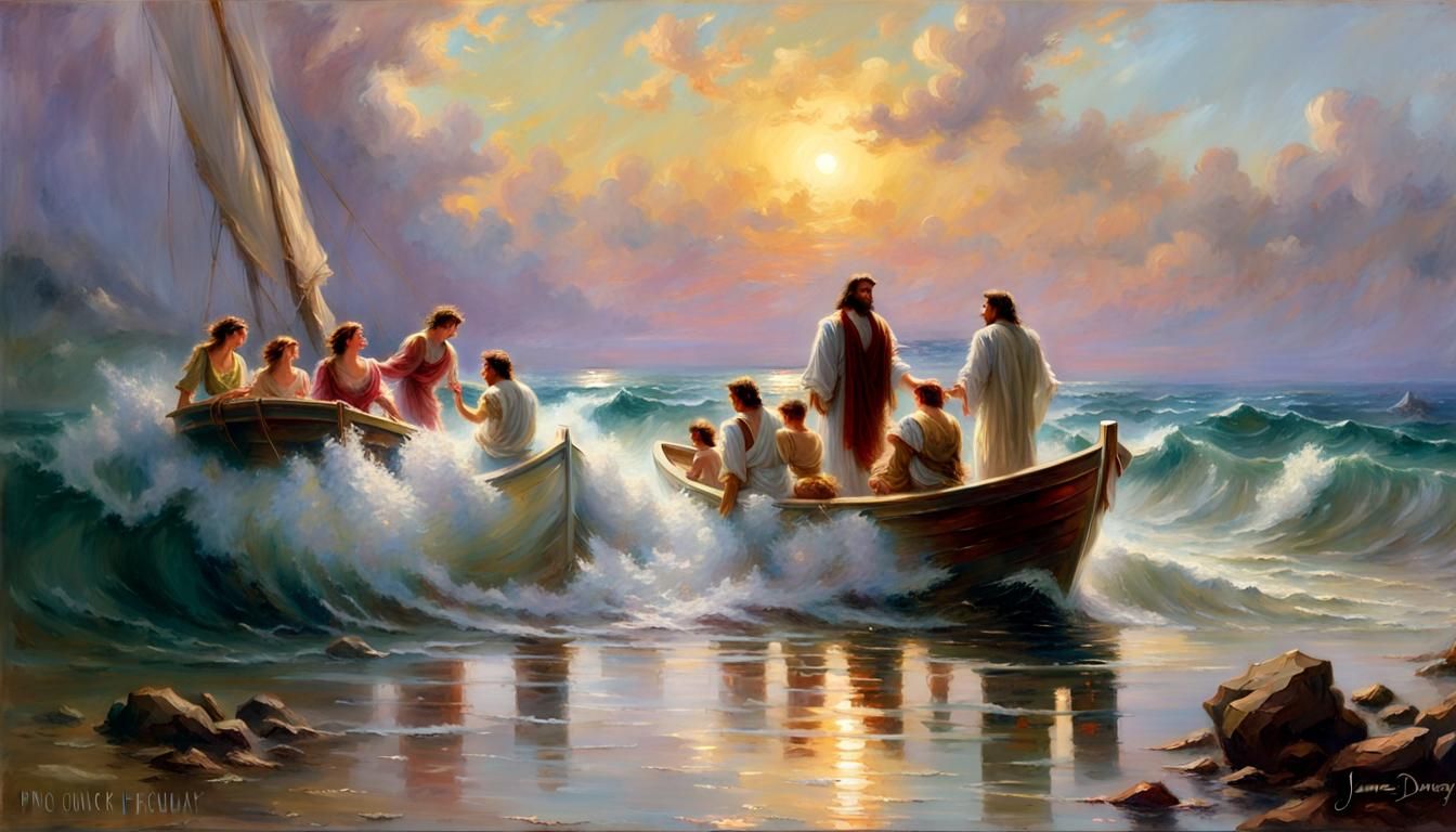 Jesus Teaching Disciples: Hyperrealistic Oil Painting