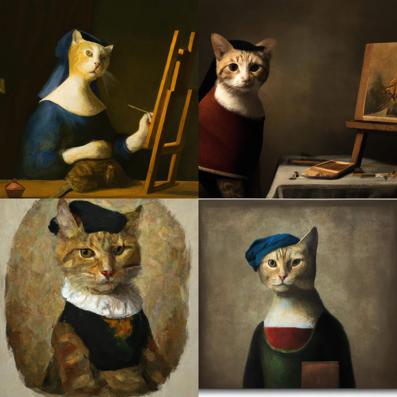 Cat in Style of Vermeer Painting