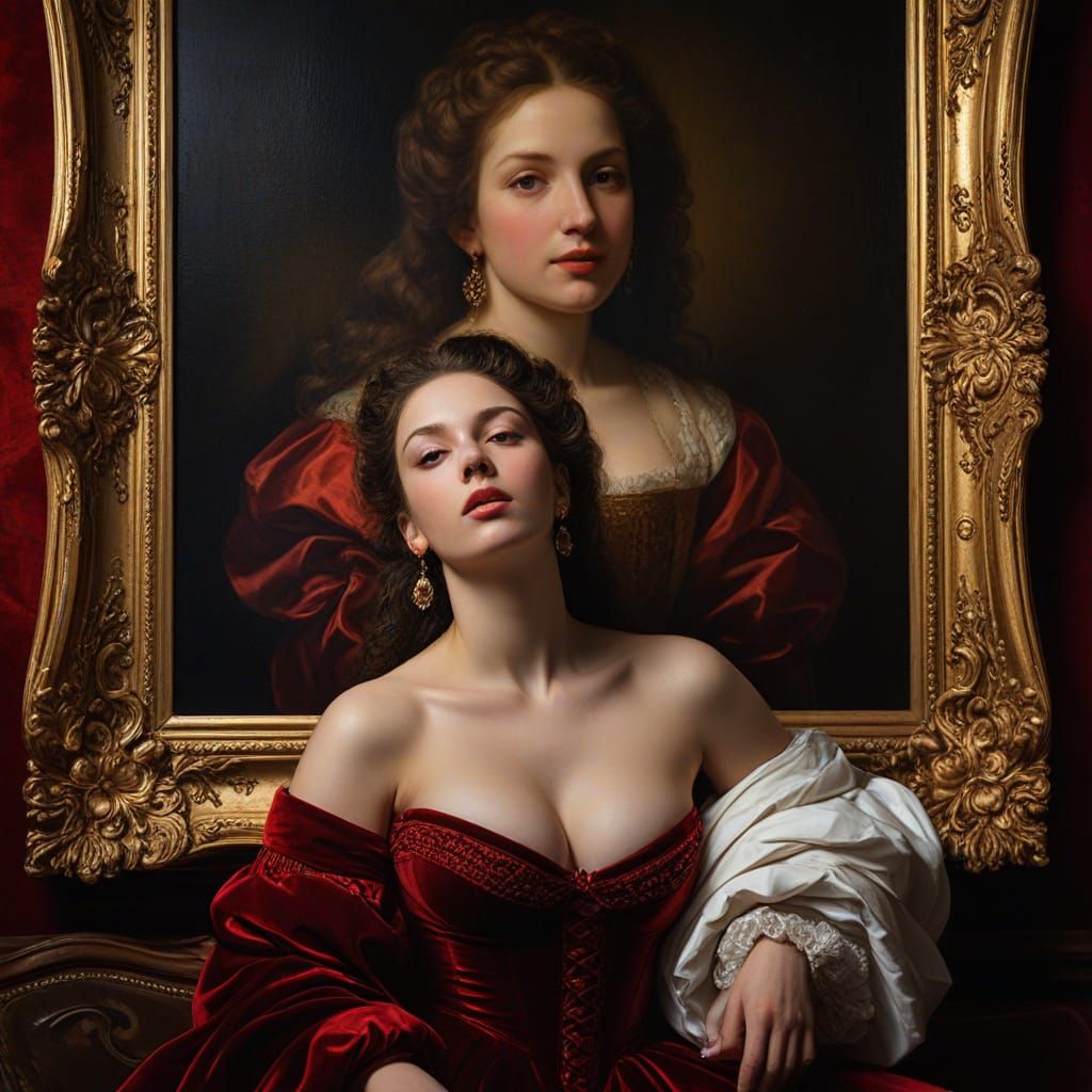 Rubenesque Beauty in a Golden Salon