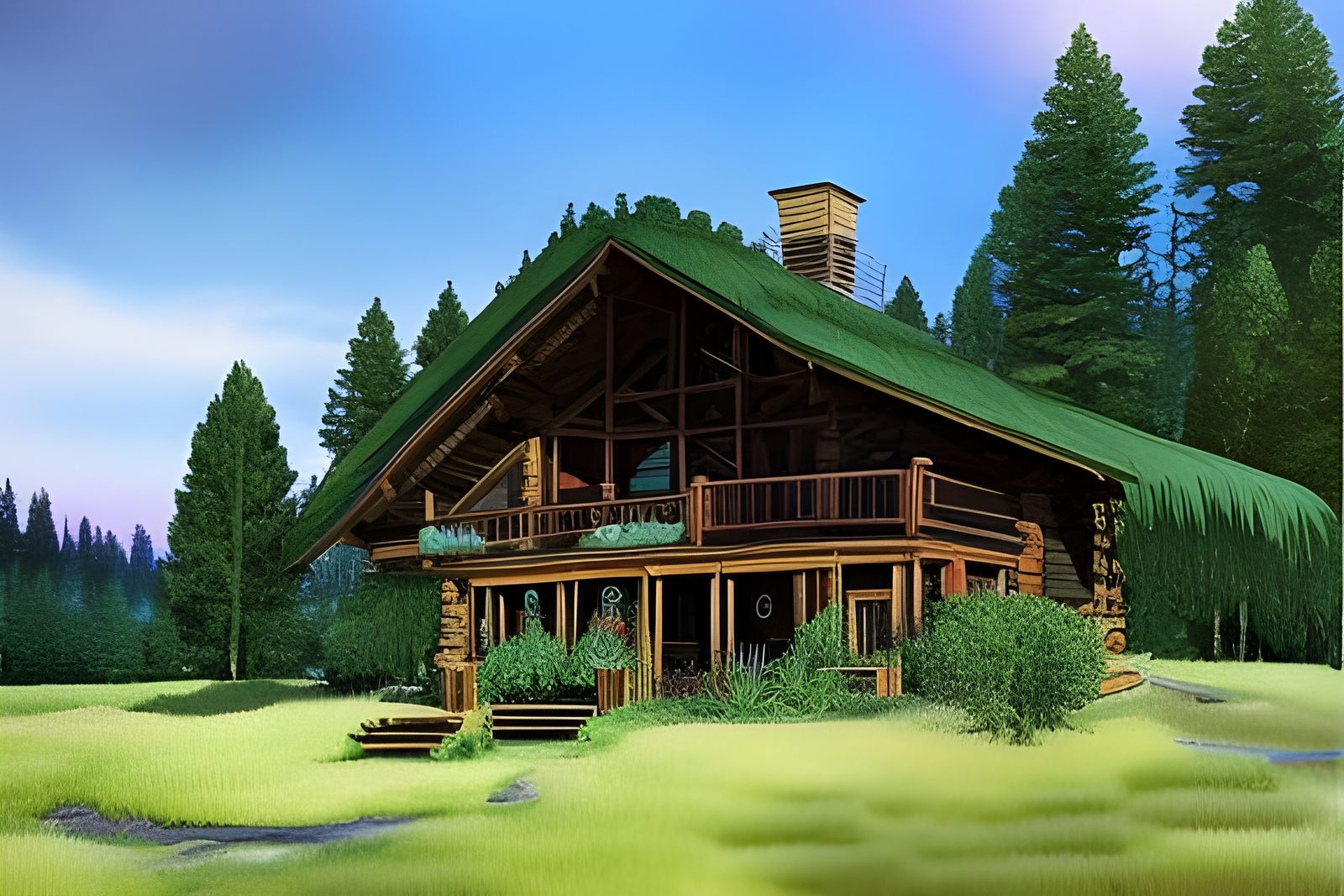 Charming Hobbit Treehouse Illustration in Watercolor