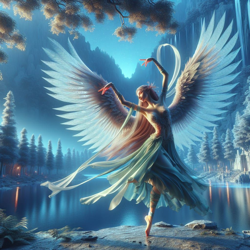 Glass-Winged Dancer's Serene Lake Performance