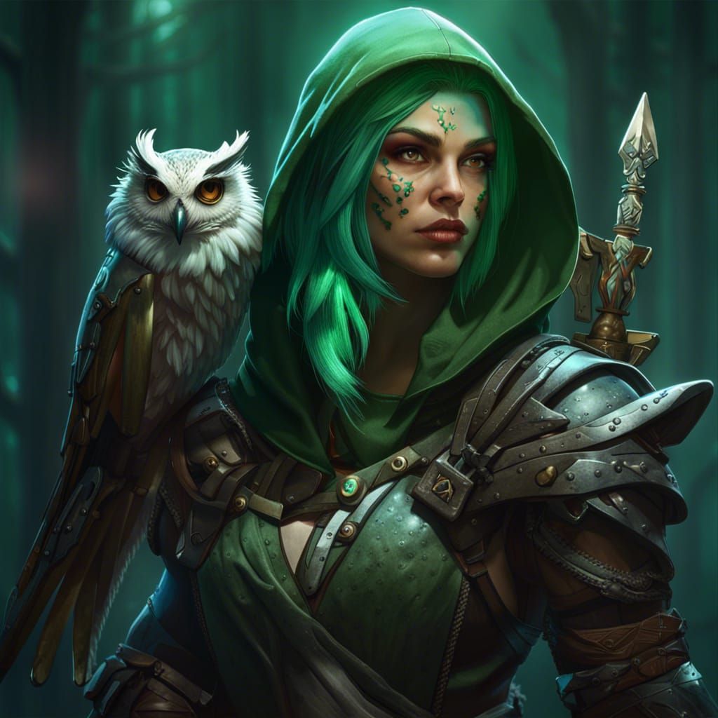 Fantasy Owl Archer in Dark Heroic Art