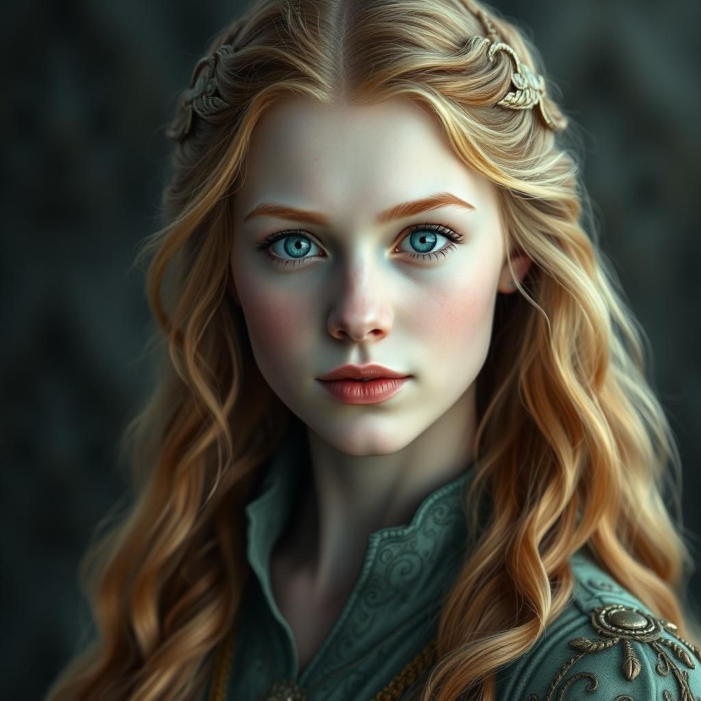 Medieval Maiden Portrait in Hyperrealistic Style